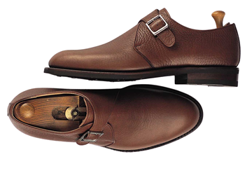 Custom shoes Miyagi Kogyo ES24 mid brown calf leather single monk straps	