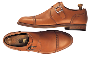 Custom shoes Miyagi Kogyo ES22 smooth light brown leahter single monk straps	
