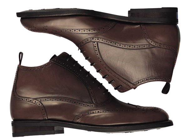 Custom wingtip boots Miyagi Kogyo ES28 dark brown leather	