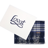 Lovat Mill 100% cashmere checkered scarf navy and blue