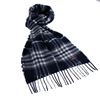 Lovat Mill 100% cashmere checkered scarf navy and grey