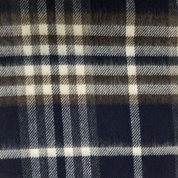 Lovat Mill 100% cashmere checkered scarf navy and brown	