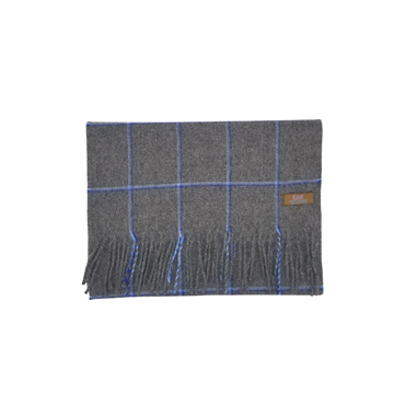 Lovat Mill 100% cashmere checkered scarf grey and blue	