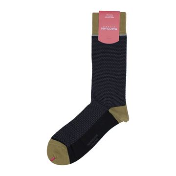 Marcoliani Milano grey on black chainstitch cotton blend socks