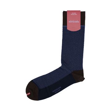 Marcoliani Milano blue on navy chainstitch cotton blend socks	