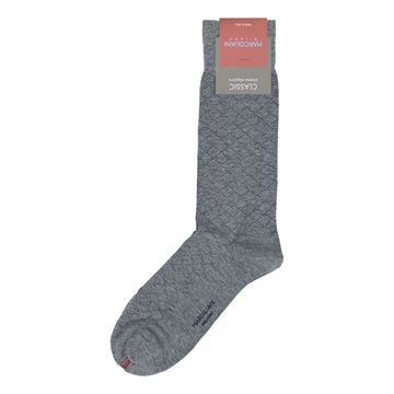 Marcoliani Milano black on grey diamond cotton blend socks	