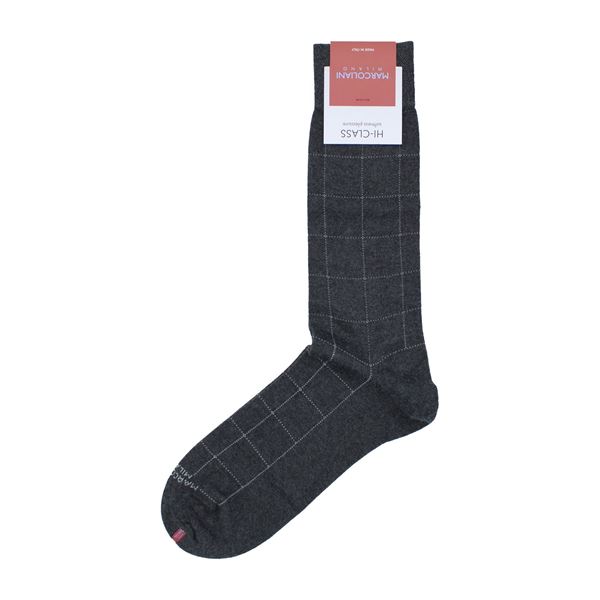 Marcoliani Milano Light grey on grey check modal blend socks	
