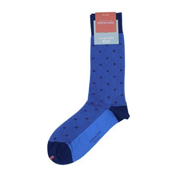 Marcoliani Milano Orange polka dots on blue cotton blend socks	