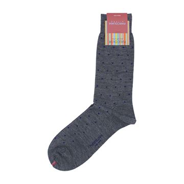 Marcoliani Milano navy on grey polka dots wool blend socks	