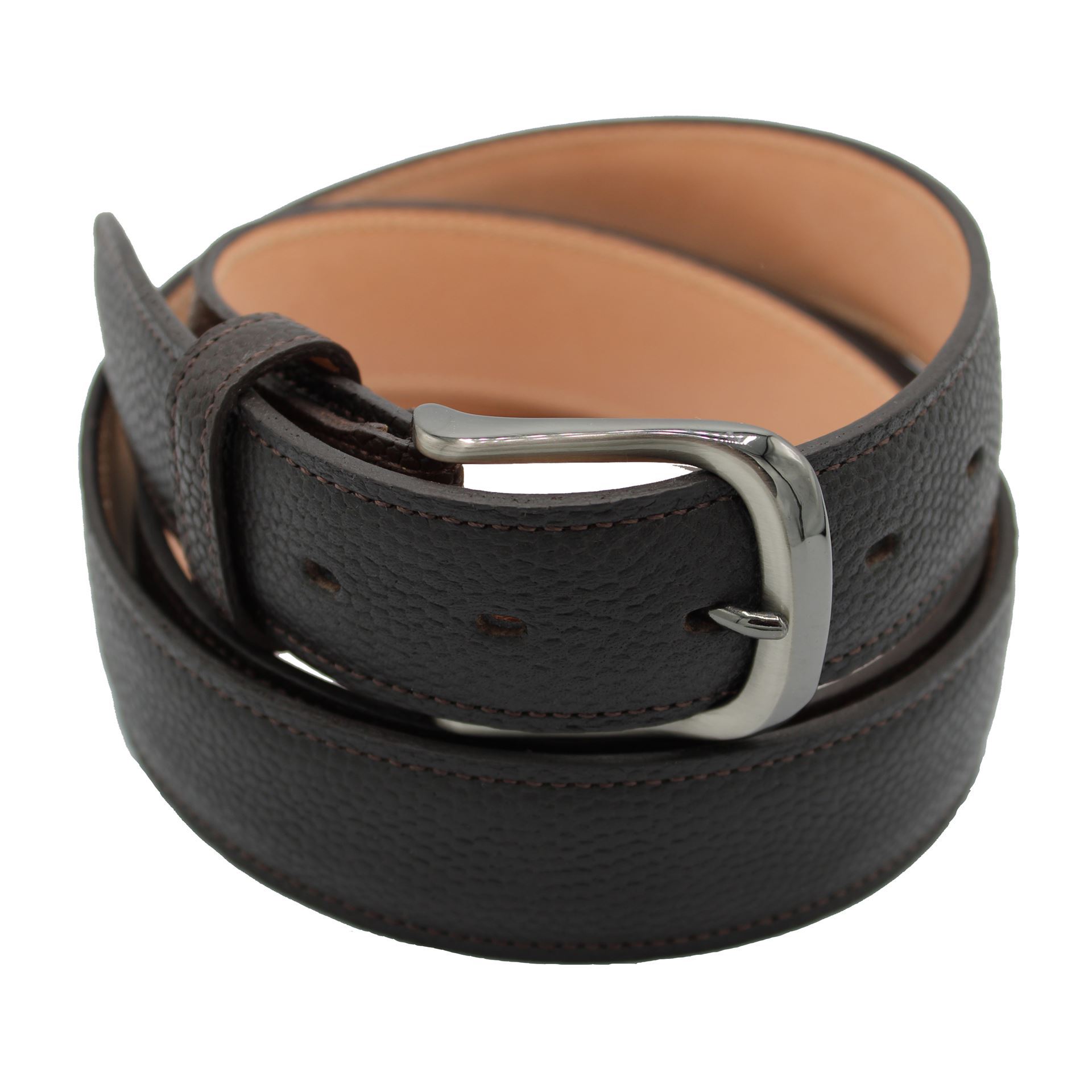 Arthur Montréal | Dark Brown Pebbled Calf Leather Belt
