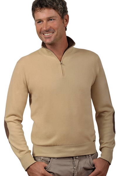 Paolamela Cashmere Custom 100% Cashmere Half-zip Sweater with elbow patch - Gianluca	