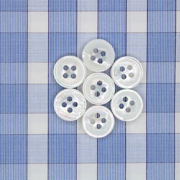 Blue and White Large Checks bespoke shirt fabric