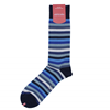 Marcoliani Milano navy, grey and blue horizontal striped cotton blend socks	