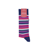 Marcoliani Milano navy, purple and fuschia horizontal striped cotton blend socks	