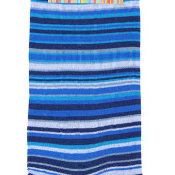 Marcoliani Milano navy, blue and aqua multi striped cotton blend socks	
