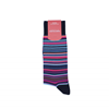 Marcoliani Milano navy, fuschia and aqua multi striped cotton blend socks	