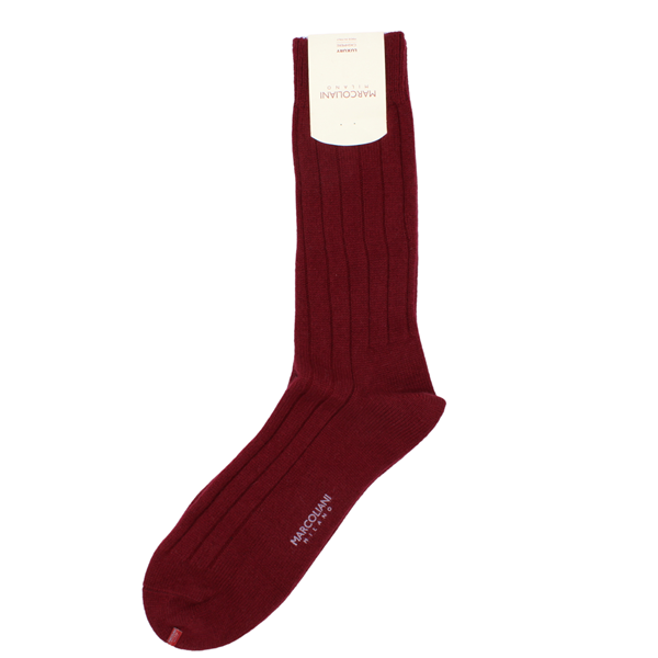 Marcoliani Milano burgundy ribbed cashmere blend socks	