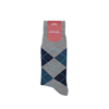 Marcoliani Milanon grey, navy, teal and aqua argyle cotton blend socks	