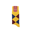 Marcoliani Milanon mustard, brown navy argyle cotton blend socks	