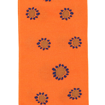 Marcoliani Milano orange and navy sunflower cotton blend socks	