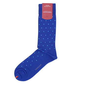 Marcoliani Milano aqua on blue polka dots cotton socks	