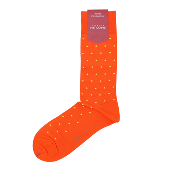 Marcoliani Milano yellow on orange polka dots cotton socks	