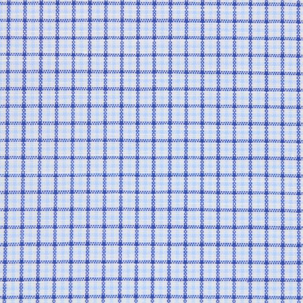 Avellino Navy and Blue Checks on White shirt fabric A1145