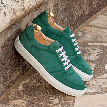 Custom sneakers low top trainers 4178 green suede