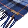 Lovat Mill 100% cashmere checkered scarf navy, blue and orange