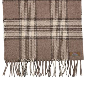 Lovat Mill 100% cashmere checkered scarf brown and beige