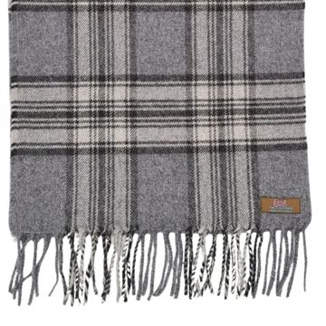 Lovat Mill 100% cashmere checkered scarf charcoal and grey