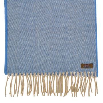 Lovat Mill 100% cashmere herringbone scarf blue