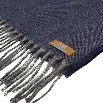 Lovat Mill 100% cashmere herringbone scarf navy