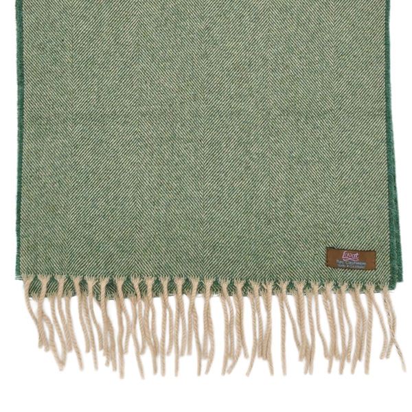 Lovat Mill 100% cashmere herringbone scarf green	