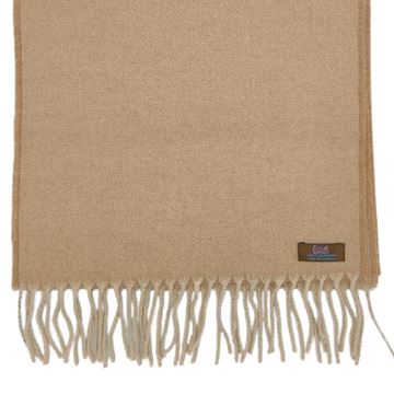 Lovat Mill 100% cashmere herringbone scarf camel